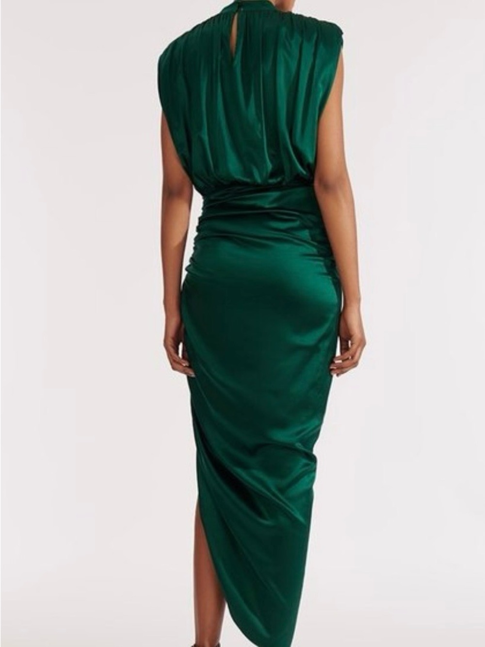 Veronica Beard Kendall Emerald Green Stretch Silk Midi Dress View 2